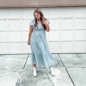 Light blue spring maxi dress